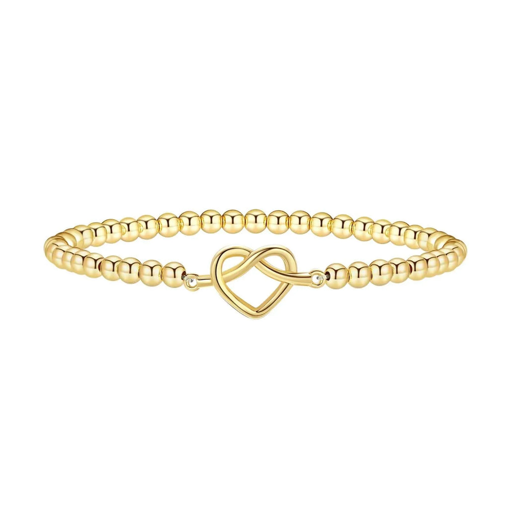 Women's adjustable stainless steel beaded bracelet with geometric round charm in six colour options