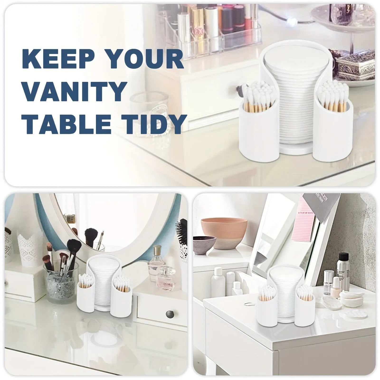 A plastic dental floss storage box in a modern style, shown in solid pink, white, blue, and black colour options.