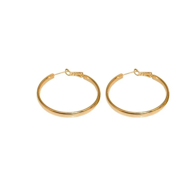 Gold and silver 40mm metal circle earrings with electroplated copper construction