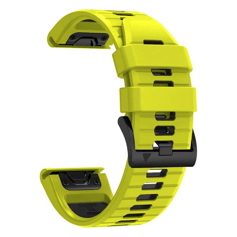 Two-colour quick release silicone strap for Garmin Fenix watch in Army Green Black