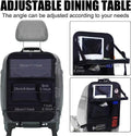 Black Oxford cloth car seat organiser bag hanging on a car seat, showing its storage pocket and hooks.