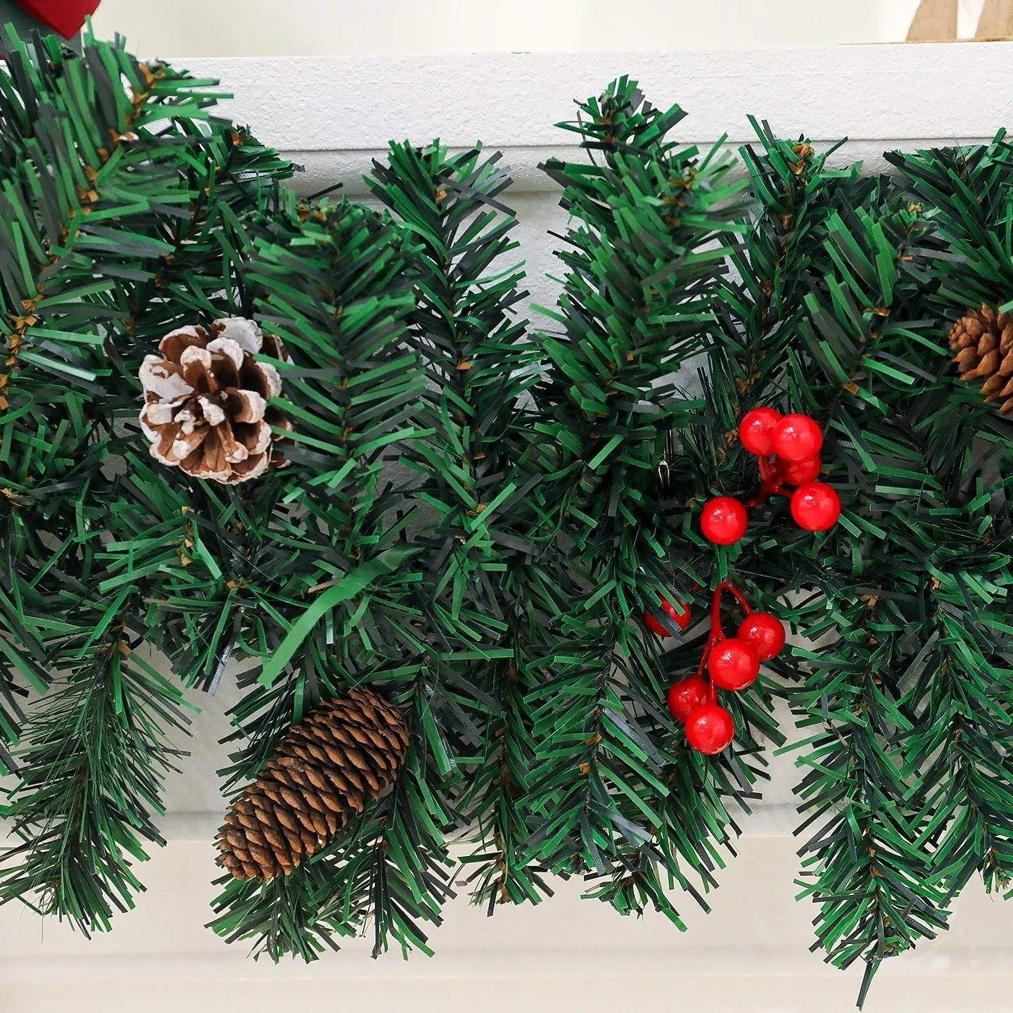 Christmas rattan decorative cane with pine cone bow in European style design