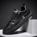 Men's white and black microfiber skateboard shoes with elastic band and rubber sole