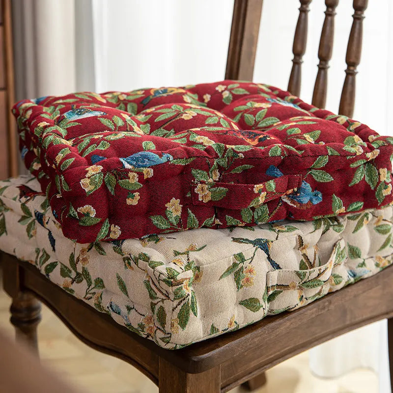 American floral pattern dining chair cushion measuring 40×40×8cm with thick PP cotton filling