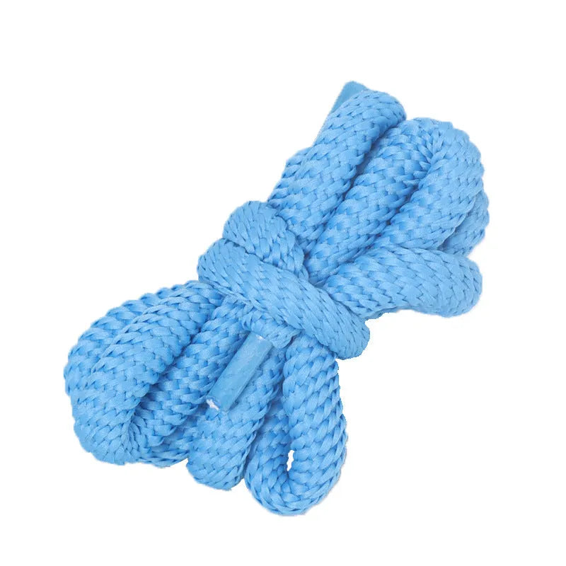 Oval elastic shoelace adapter ropes in various colours on a white background.