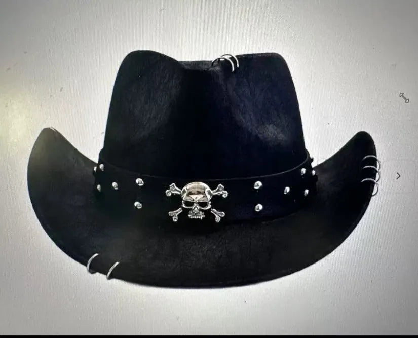 Brown leather velvet western cowboy hat with a curved brim and conical crown on a neutral background.