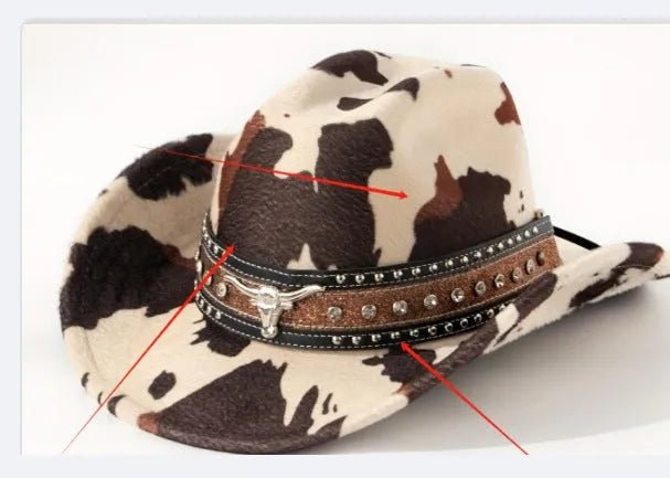 Brown leather velvet western cowboy hat with a curved brim and conical crown on a neutral background.
