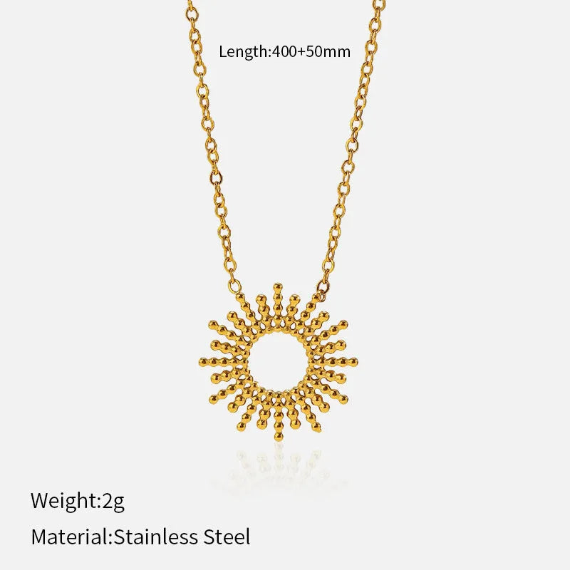 Sunflower series women's necklace and bracelet set with 14K gold plating on stainless steel