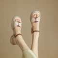 Women's chunky heel platform sandals with open toe in renewable leather