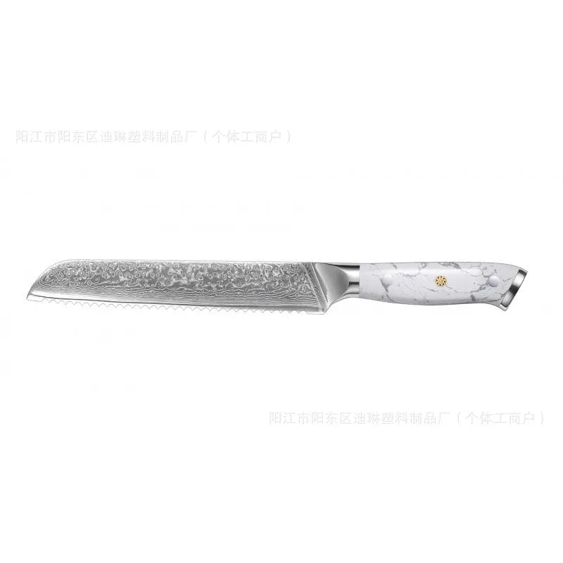 Damascus combined chef knife with VG10 steel blade and modern simple design for kitchen use
