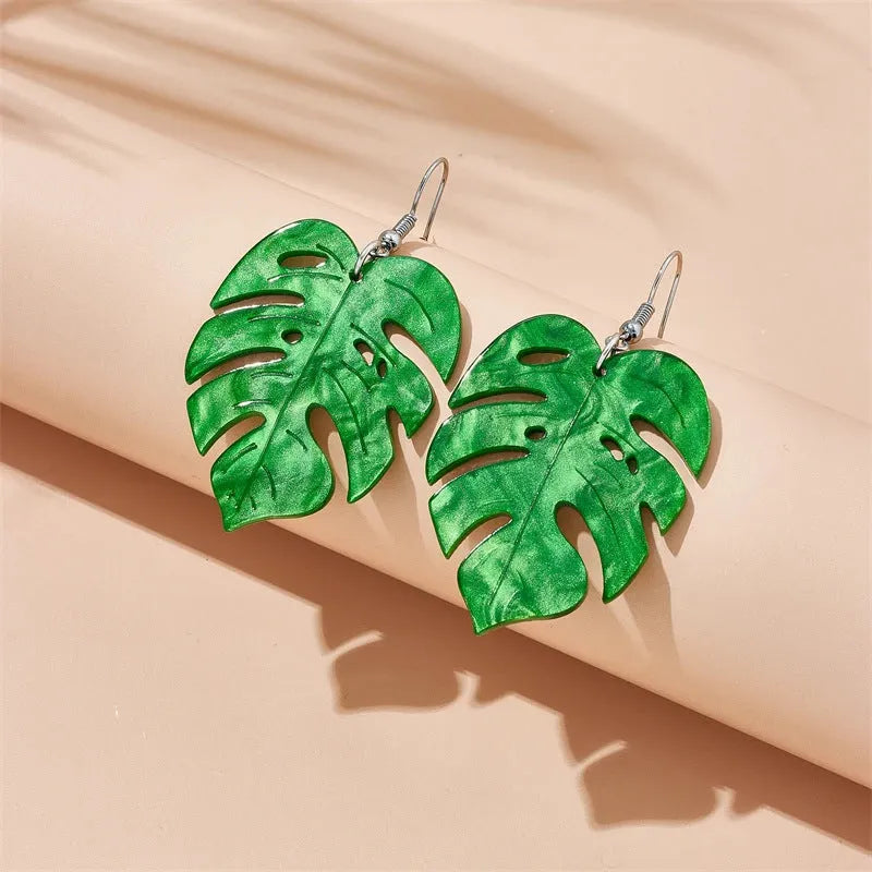 Acrylic coconut artocarpus heterophyllus drop earrings with alloy hooks in five style variations