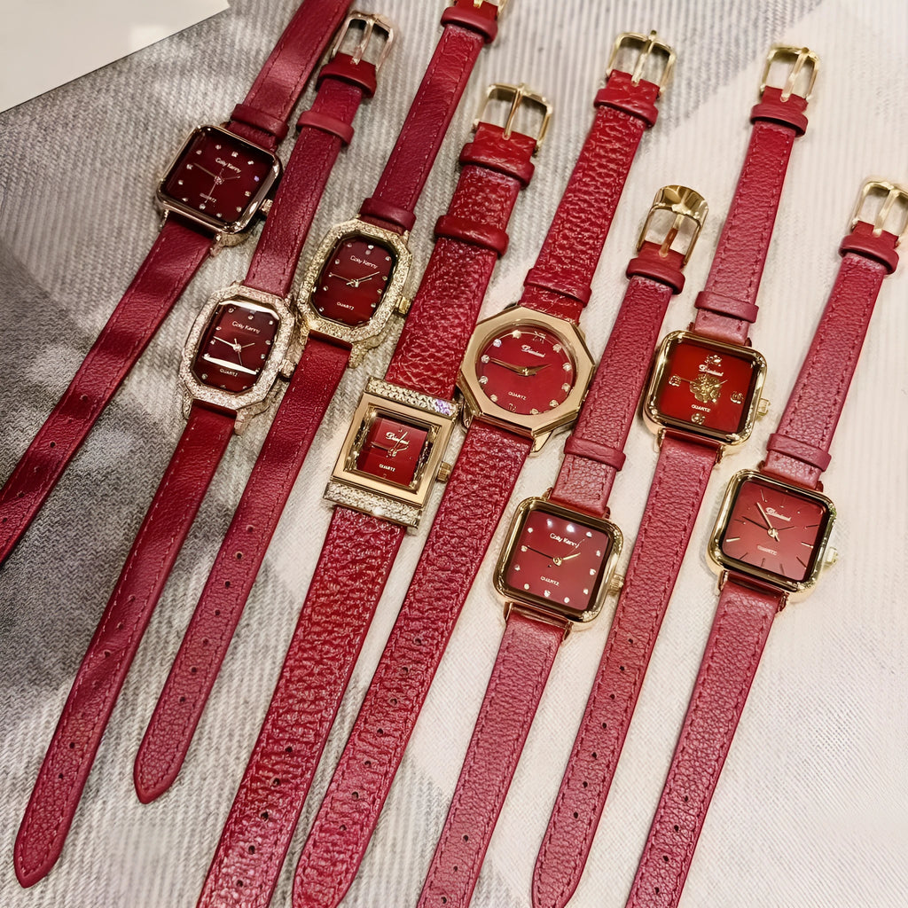 Women's alloy watch with Chinese-style design options like camellia and octagonal patterns, 8mm thick case.
