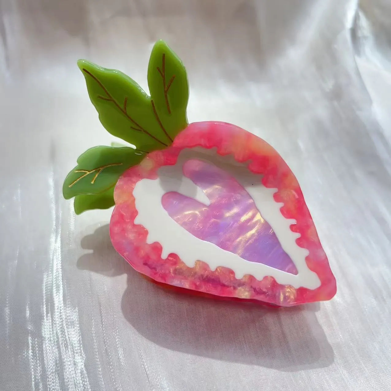 Strawberry shaped hairpin for girls in red and pink colours with sweet design