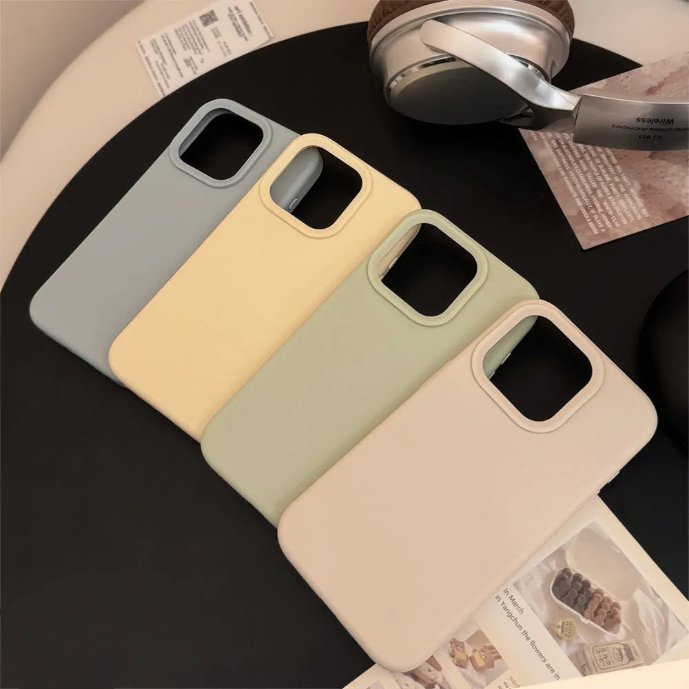 Pure Color Simple Advanced Silicone Phone Case for iPhone in bean purple, soft shell style