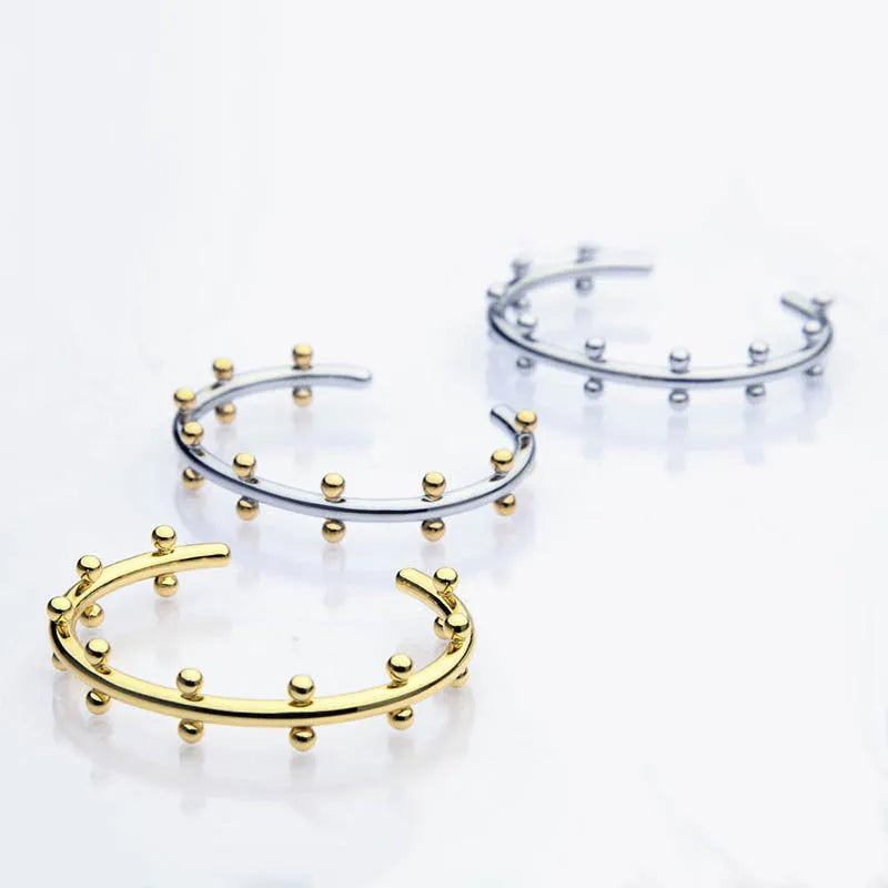 Stainless steel C-shaped personality texture rivet bean beads in gold, steel, and steel gold finishes for jewellery making