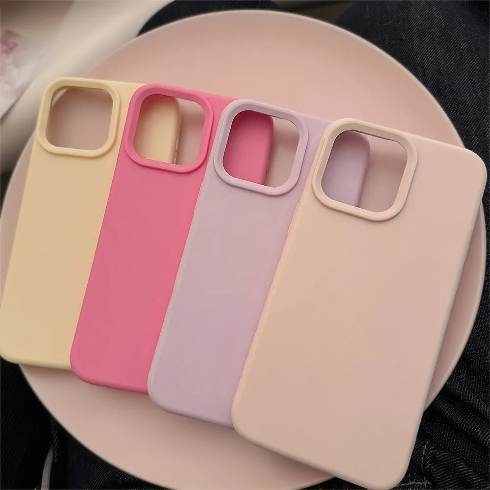 Pure Color Simple Advanced Silicone Phone Case for iPhone in bean purple, soft shell style
