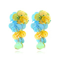 Handmade string bead flower earrings in colourful, purple, and rose colours with European American exaggerated style