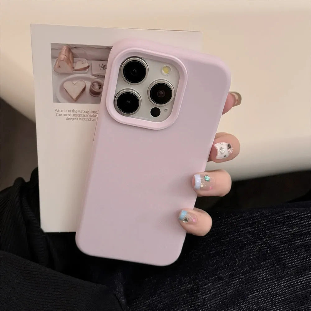 Pure Color Simple Advanced Silicone Phone Case for iPhone in bean purple, soft shell style
