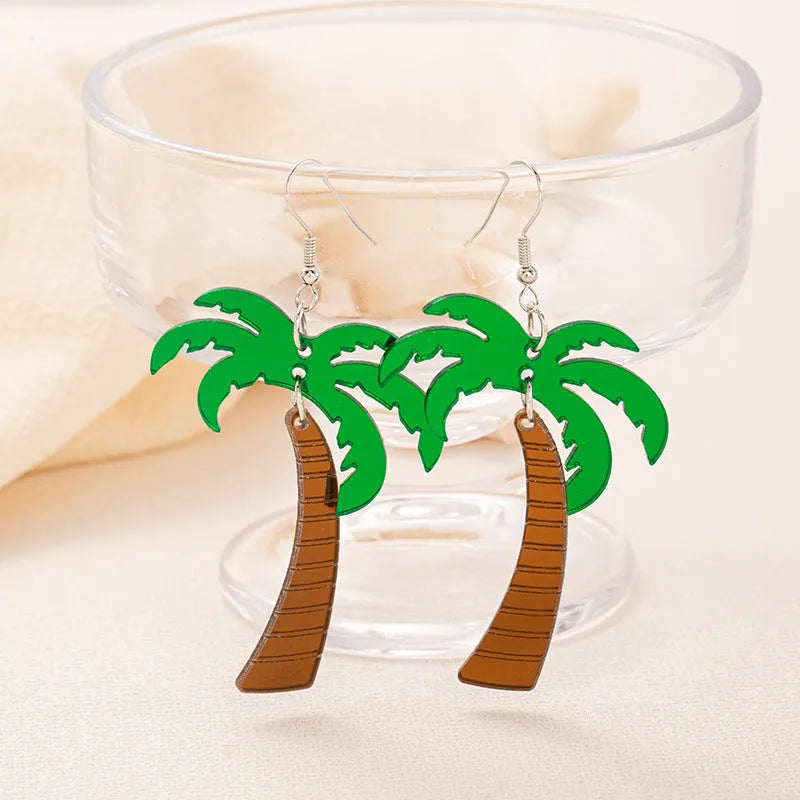 Acrylic coconut artocarpus heterophyllus drop earrings with alloy hooks in five style variations