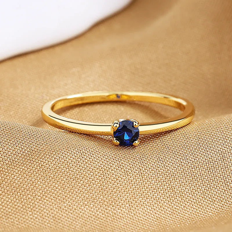 Copper geometric circle ring with single diamond for women in multiple colours and sizes