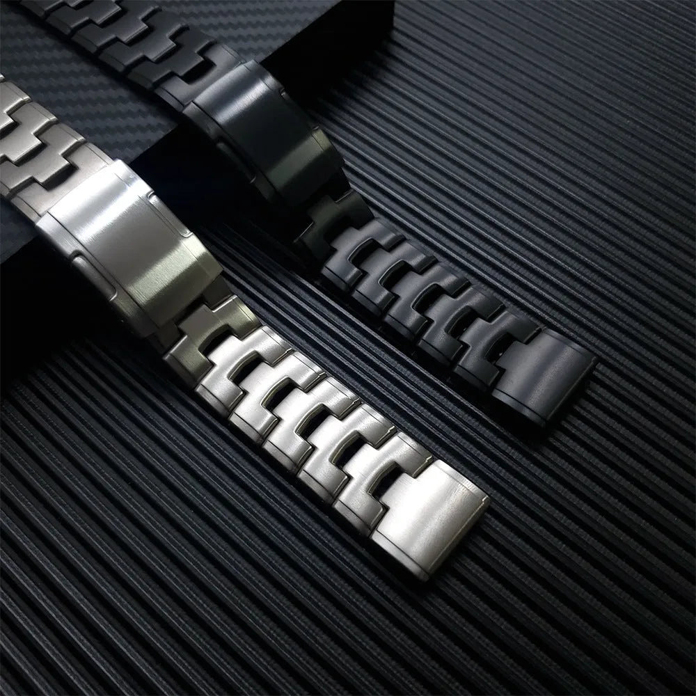 Garmin Jiaming Fenix compatible watch strap in black, shown with 22mm lug width