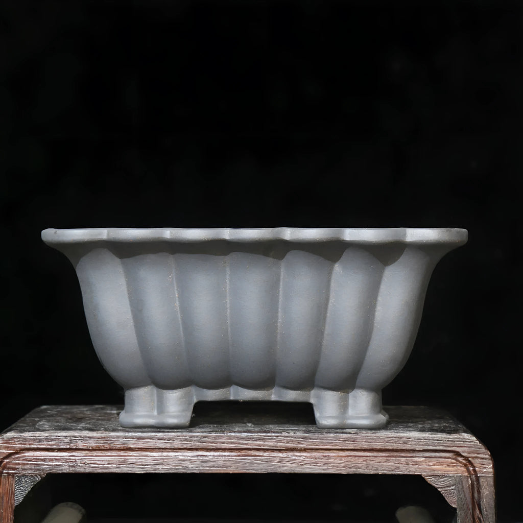 Square purple sand ceramic flower pot with classical design for desktop plant display