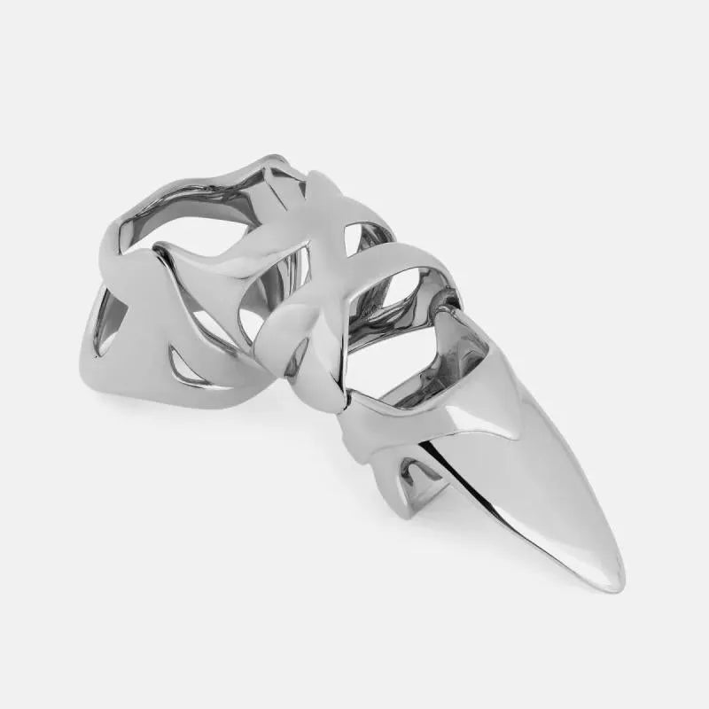 Silver alloy punk armour finger stall jewellery piece for alternative fashion