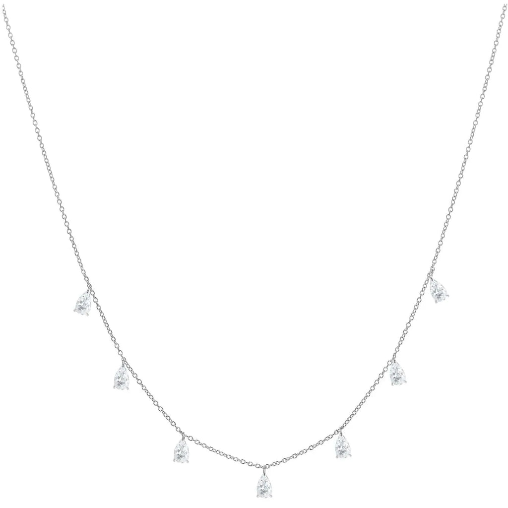Gentle drop-shaped artificial zircon pendant on an adjustable O-chain necklace in 925 silver.