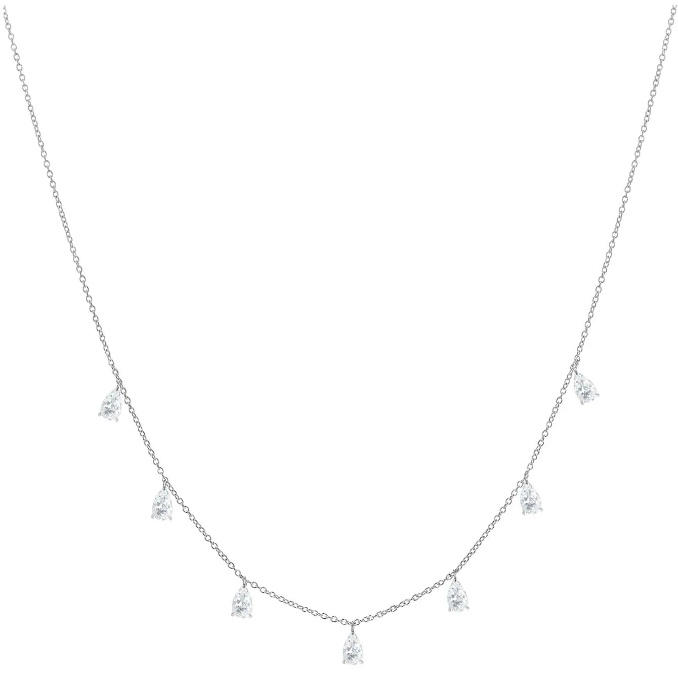 Gentle drop-shaped artificial zircon pendant on an adjustable O-chain necklace in 925 silver.