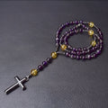 Men's stone geometric cross pendant on an 80cm ball bead chain with safety lock.