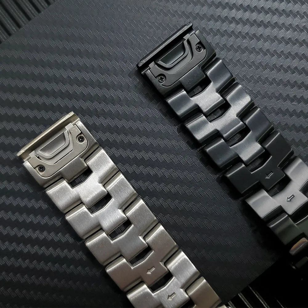 Garmin Jiaming Fenix compatible watch strap in black, shown with 22mm lug width