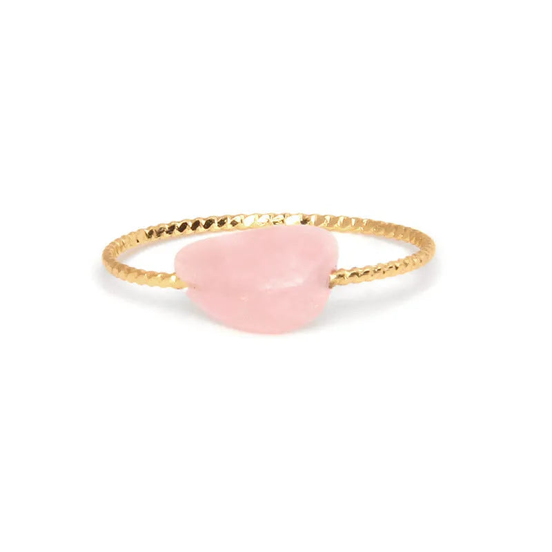 Geometric agate ring with polished cabochon stones in original niche design for women