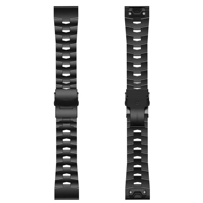 Garmin Jiaming Fenix compatible watch strap in black, shown with 22mm lug width