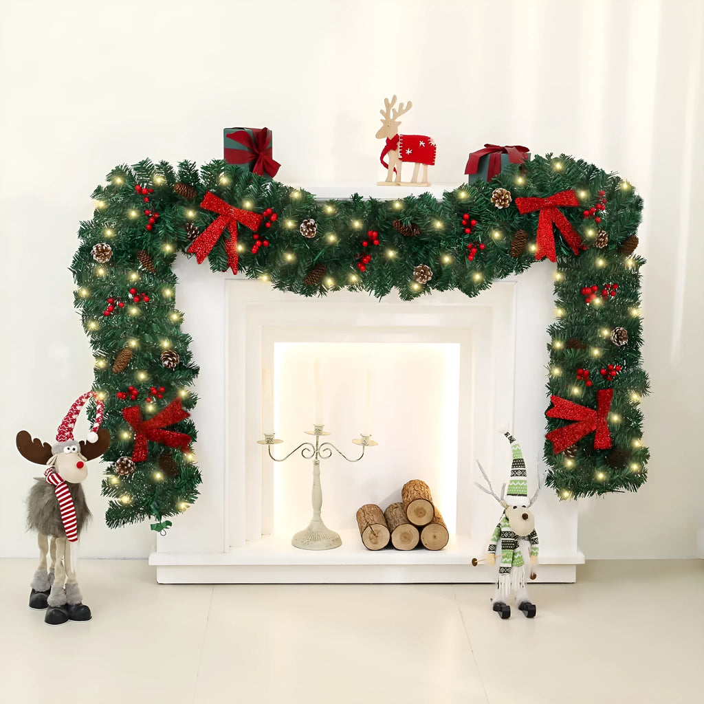Christmas rattan decorative cane with pine cone bow in European style design