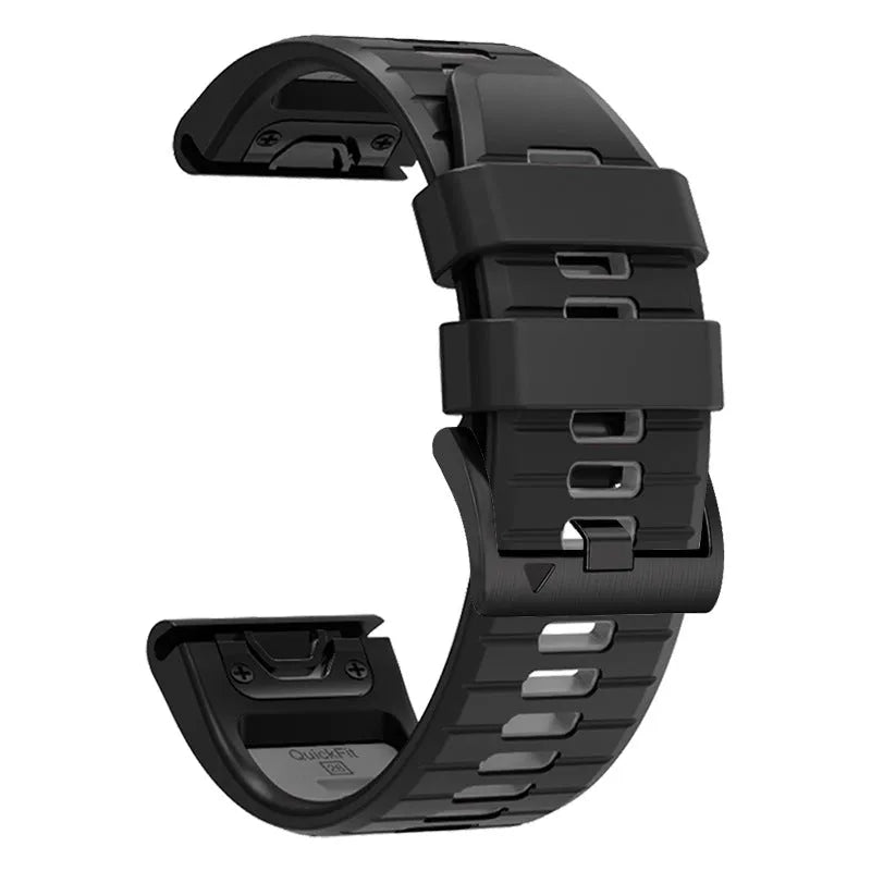 Two-colour quick release silicone strap for Garmin Fenix watch in Army Green Black