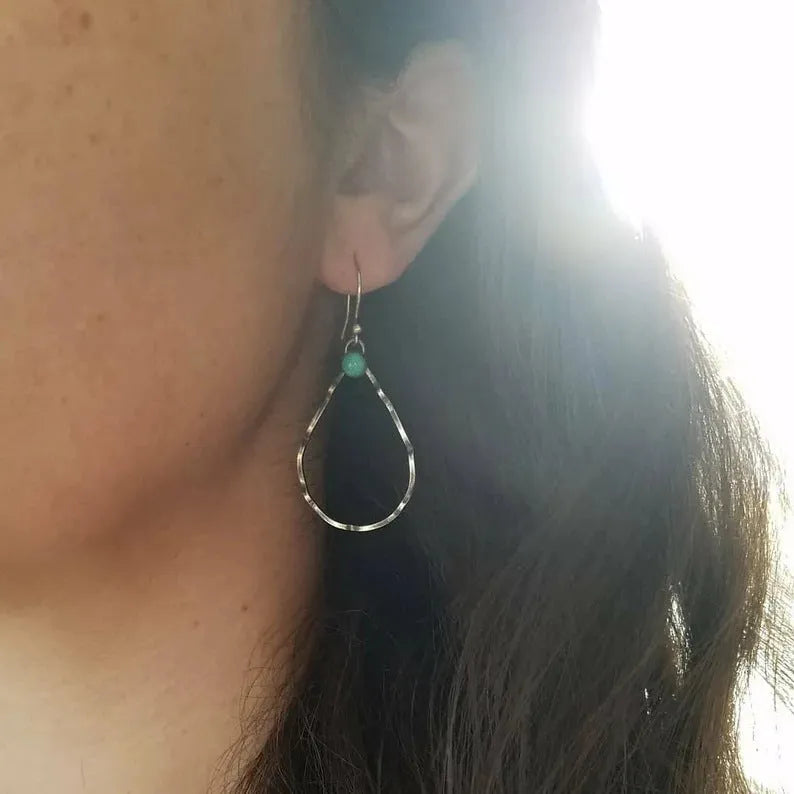 Geometric circle earrings in antique silver colour with bohemian vintage style