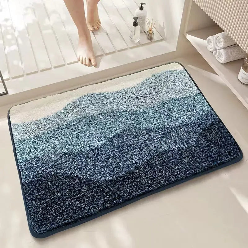 Cashmere carpet floor mat with plastic bottom in rainbow Sky Sea pattern
