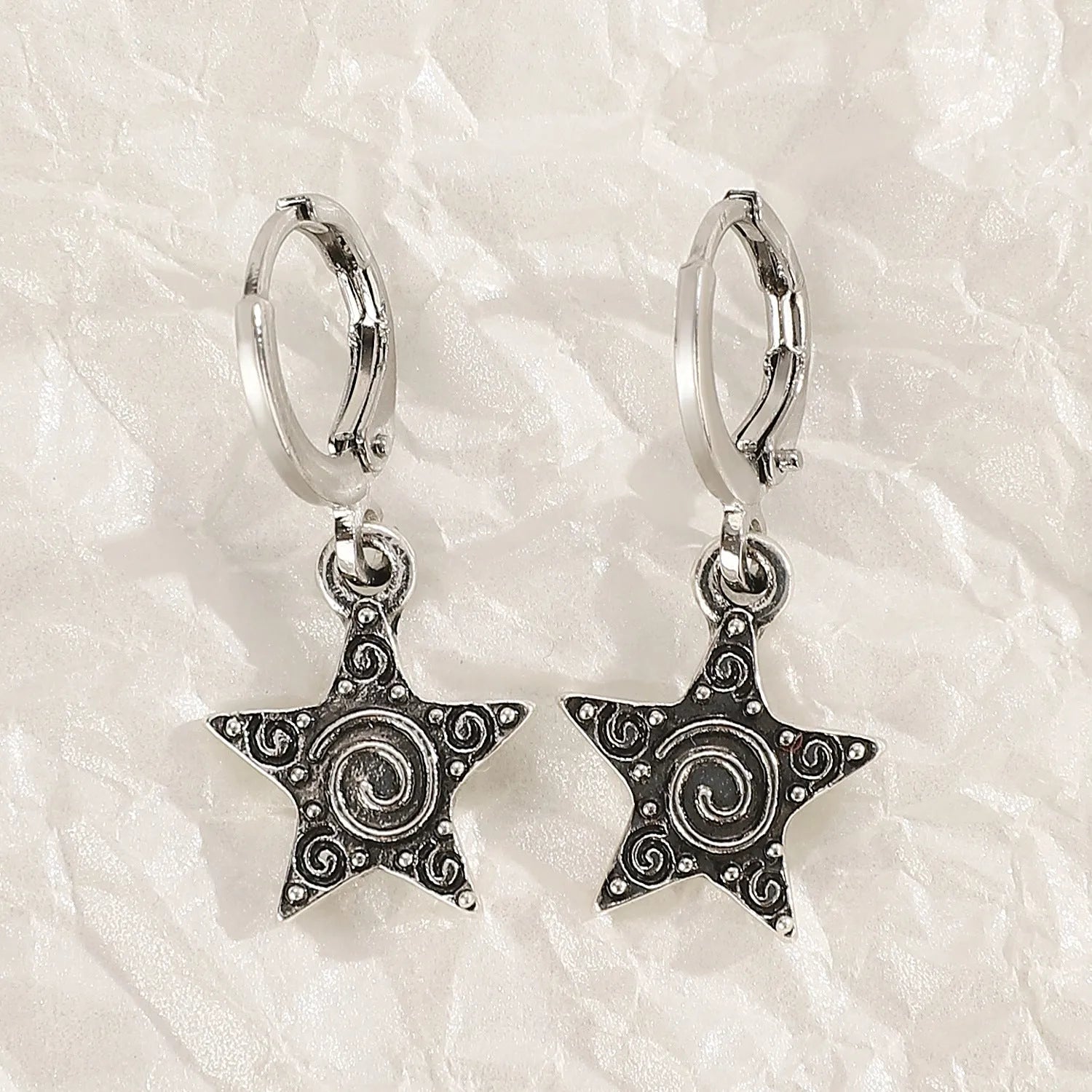 Women's alloy earrings with crystal cross designs in five colour options including white, peach heart, and antique silver