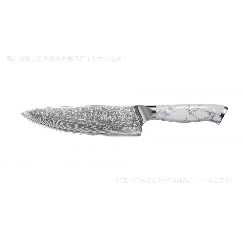 Damascus combined chef knife with VG10 steel blade and modern simple design for kitchen use