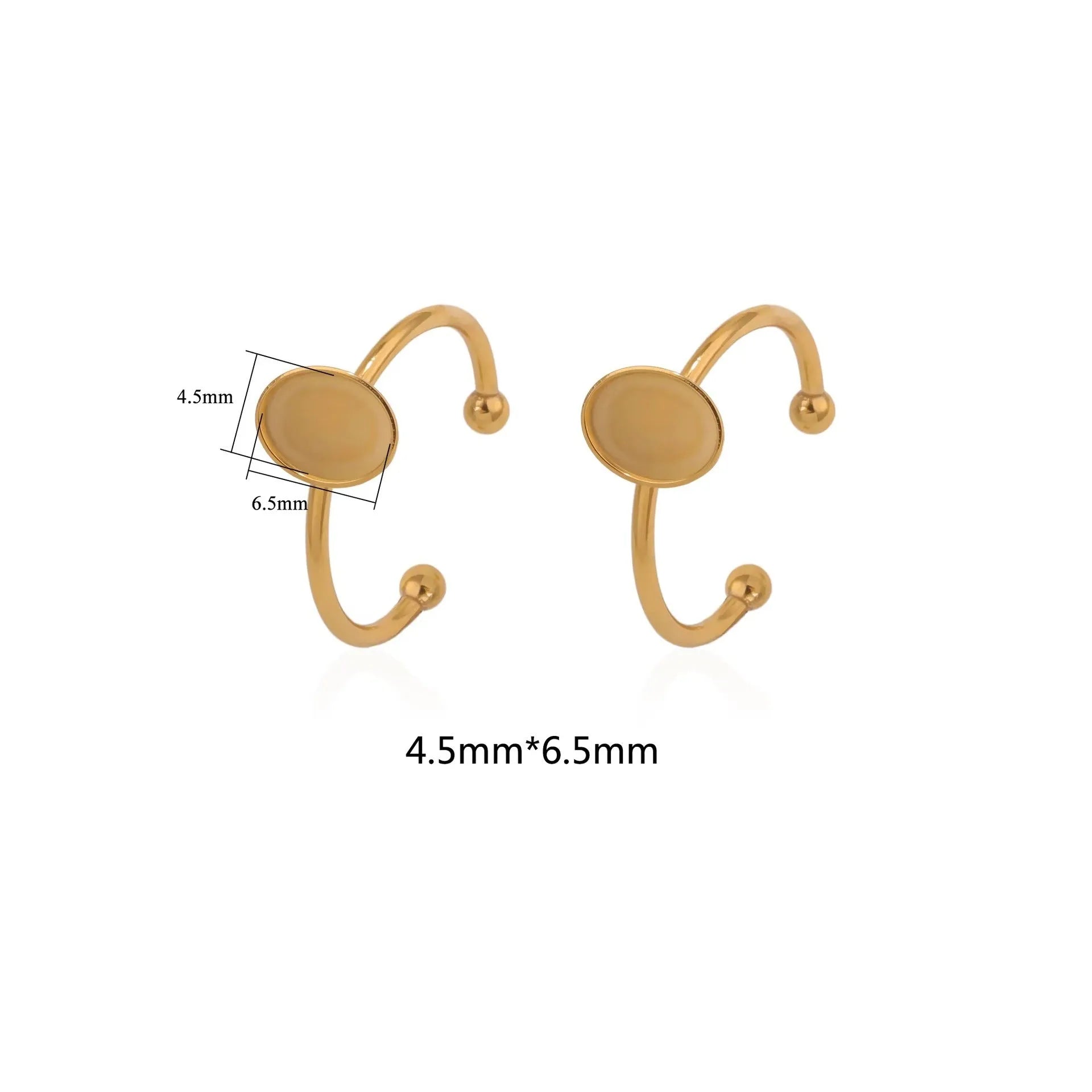Golden electroplated stainless steel ring settings in various shapes and sizes with ring holder for DIY jewellery