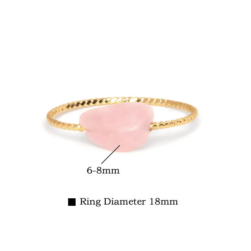 Geometric agate ring with polished cabochon stones in original niche design for women