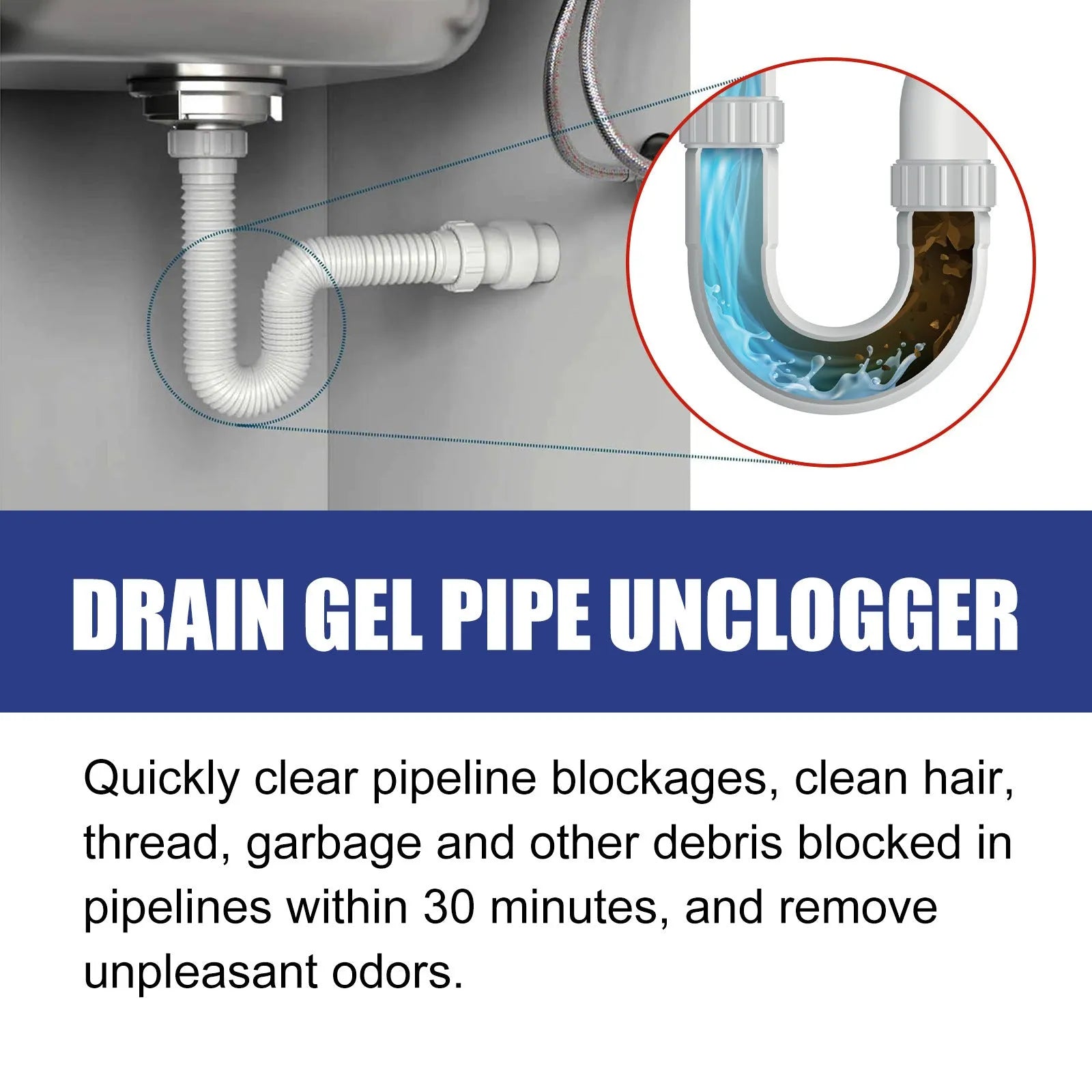 100g pipe dredge agent bottle for sewer and toilet cleaning, dimensions 11cm by 4.3cm