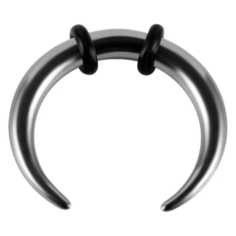 316 stainless steel C-shaped nose ring with buffalo horn design in black or steel colour.