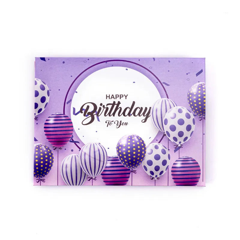 Chinese ink style greeting card with 3D cake design, manually folded, measuring 15 by 20 cm.