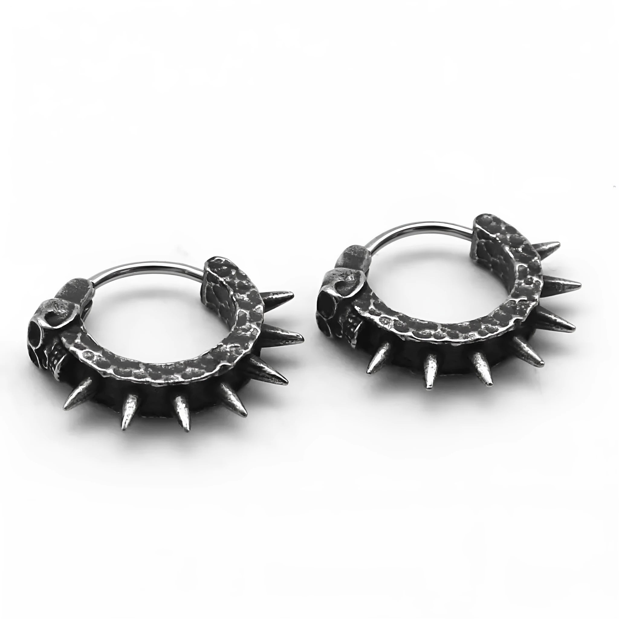 Black retro geometric motorcycle-themed punk earrings with copper-coloured alloy construction