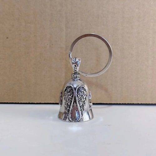 White angel wings necklace and keychain set with vintage electroplating finish