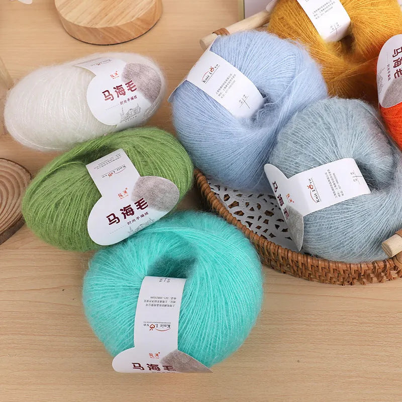 Mohair wool ball for DIY scarf knitting kit with Inverness thread in multiple colour options