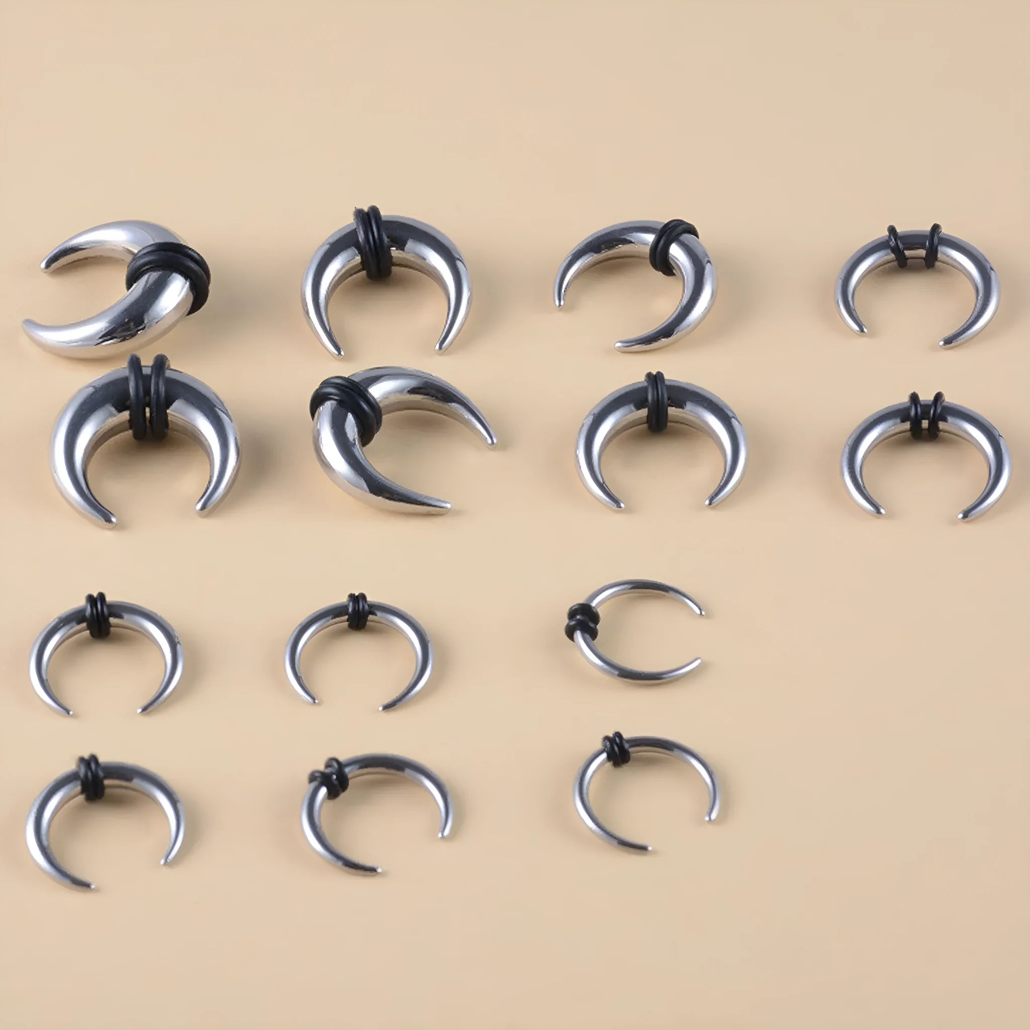 316 stainless steel C-shaped nose ring with buffalo horn design in black or steel colour.