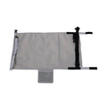 Blue portable children's aircraft seat pedal extender with drawstring storage pocket for travel