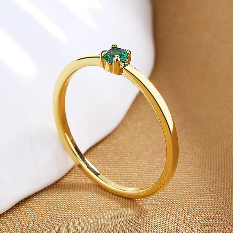 Copper geometric circle ring with single diamond for women in multiple colours and sizes